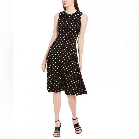 calvin klein fit and flare scuba dress The Knit Polo Dress